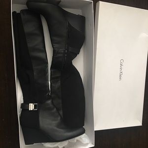 Calvin Klein Knee High Wedge Boots
